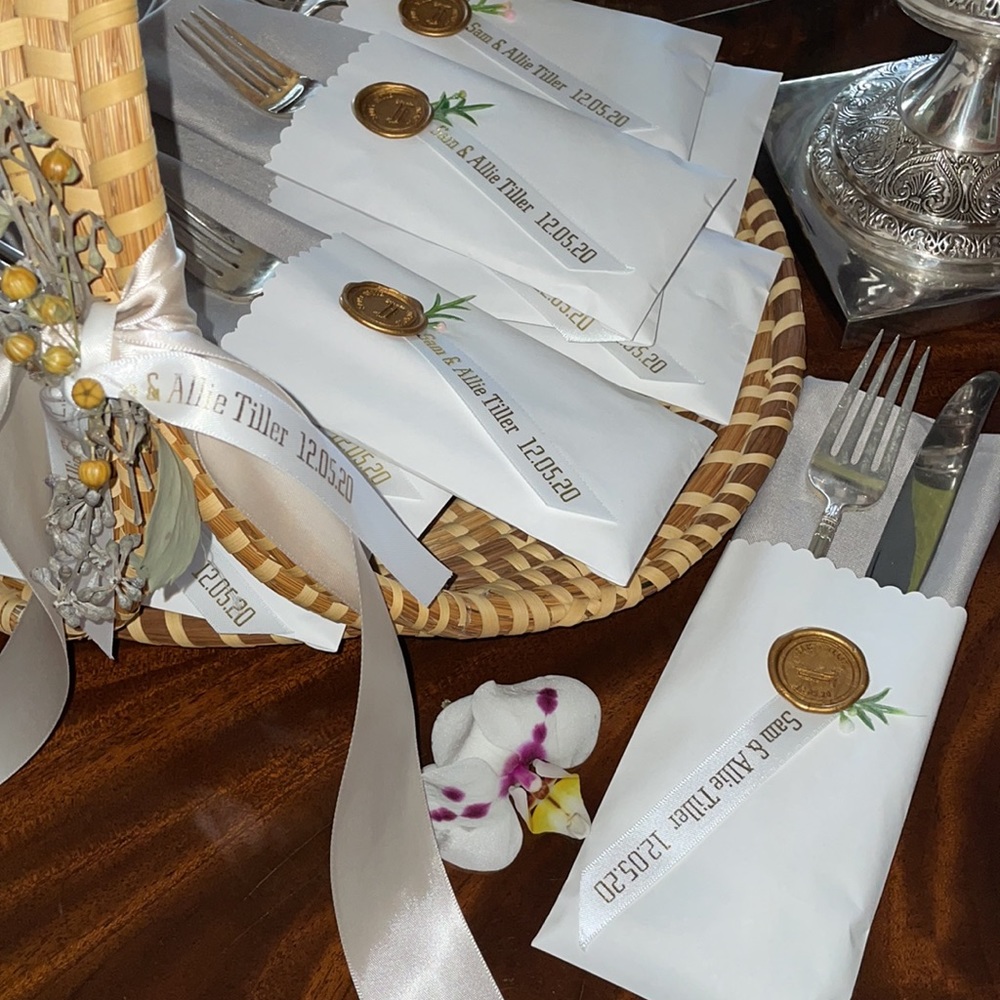 NEW Grey Linen Napkins in Packets for Weddings